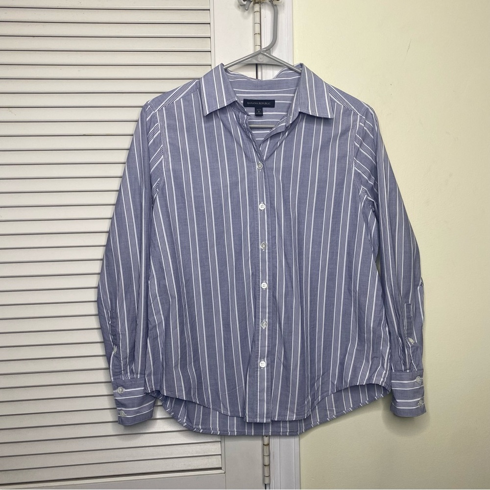 Tommy Hilfiger button down shirt cotton small petite gray - Picture 2 of 10